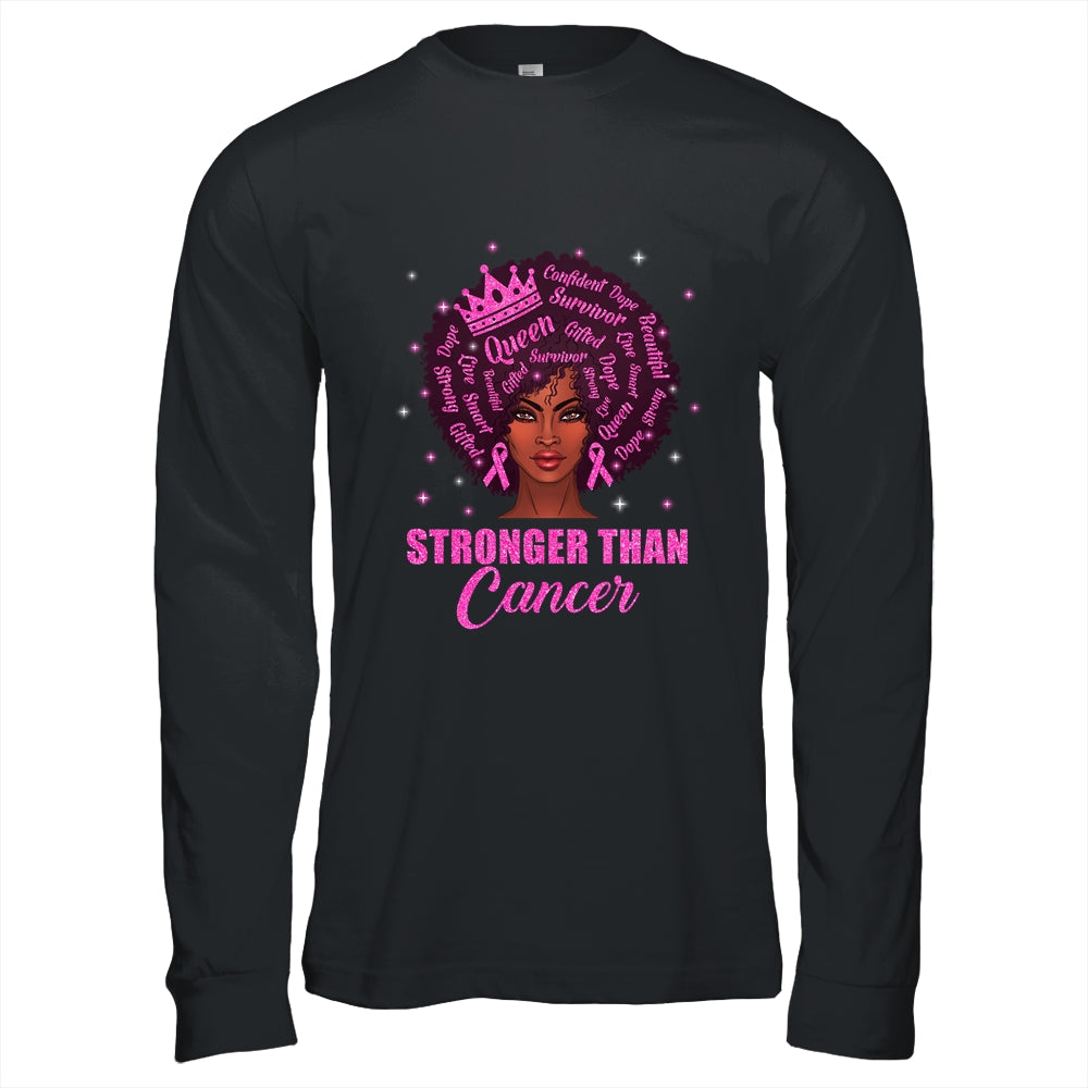 Black Women Queen Stronger Than Breast Cancer Pink Ribbon T-Shirt & Hoodie | Teecentury.com
