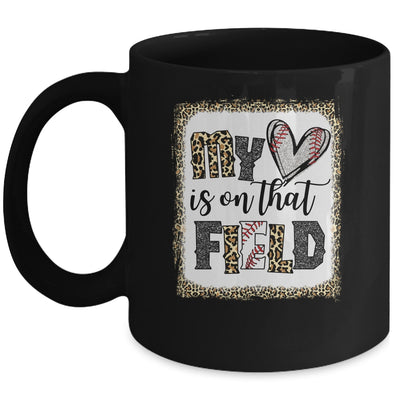 Bleached Leopard Baseball Mom My Heart Is On That Field Mug | teecentury