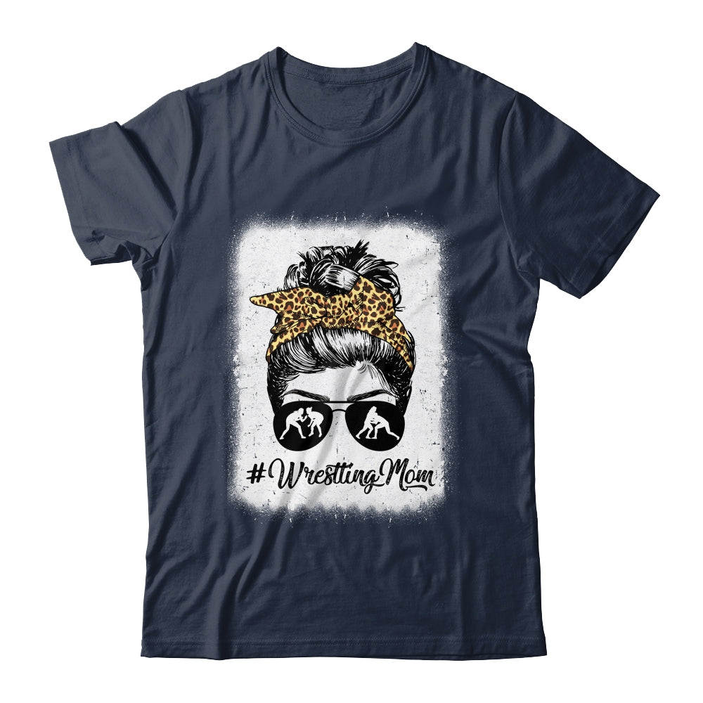 Bleached Life Wrestling Mom Women Leopard Messy Bun Glasses Shirt & Tank Top | teecentury