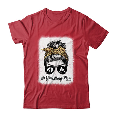 Bleached Life Wrestling Mom Women Leopard Messy Bun Glasses Shirt & Tank Top | teecentury