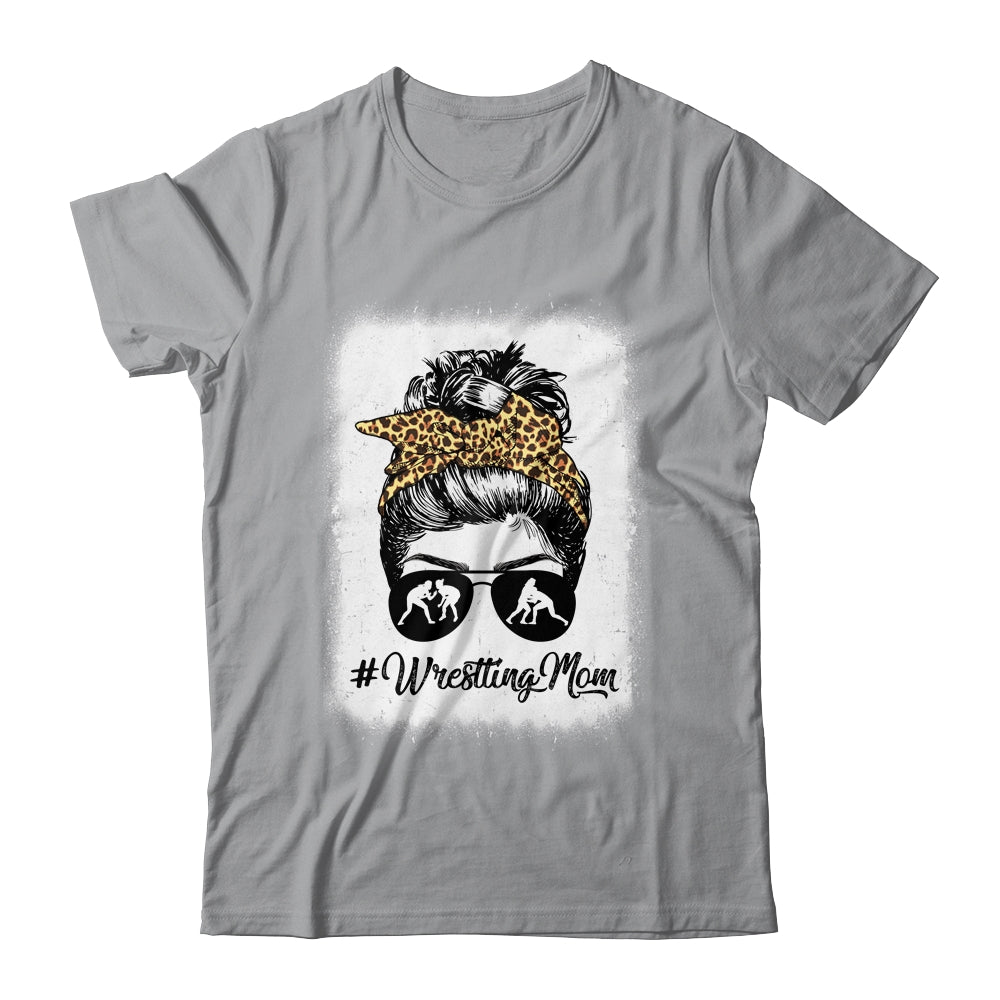 Bleached Life Wrestling Mom Women Leopard Messy Bun Glasses Shirt & Tank Top | teecentury