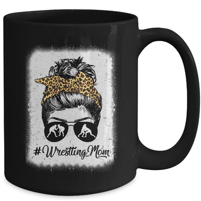 Bleached Life Wrestling Mom Women Leopard Messy Bun Glasses Mug | teecentury