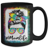 Bleached Messy Bun Mom Life Tie Dye Mother's Day Mug | teecentury