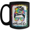 Bleached Messy Bun Mom Life Tie Dye Mother's Day Mug | teecentury