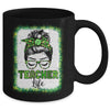 Bleached Teacher Life Messy Bun Leopard St Patricks Day Mug Coffee Mug | Teecentury.com