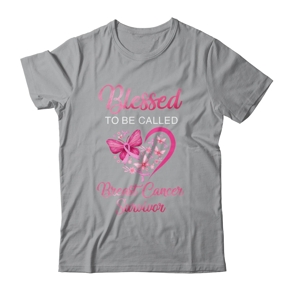 Blessed To Be Called Breast Cancer Survivor Pink Butterfly T-Shirt & Hoodie | Teecentury.com
