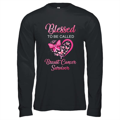 Blessed To Be Called Breast Cancer Survivor Pink Butterfly T-Shirt & Hoodie | Teecentury.com