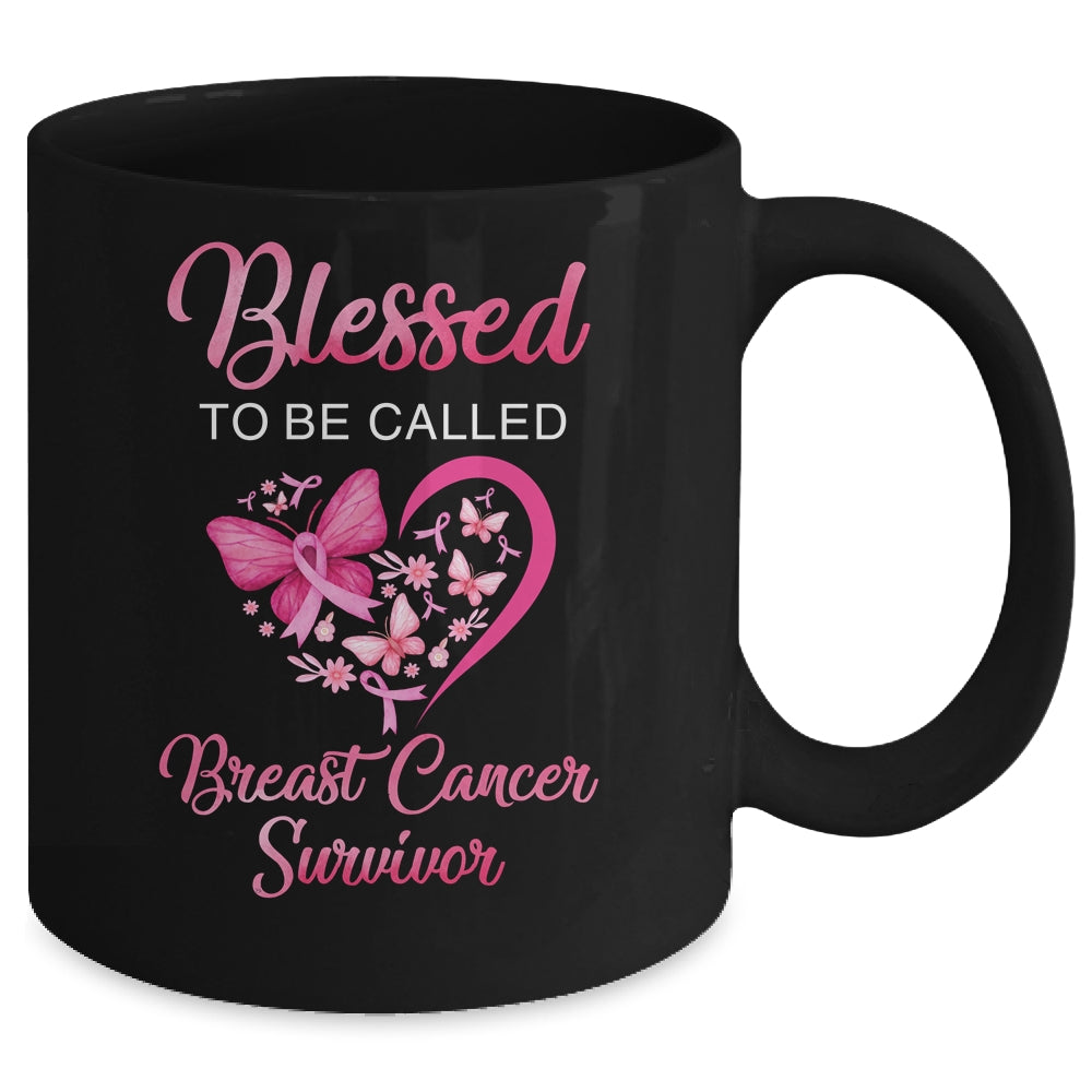 Blessed To Be Called Breast Cancer Survivor Pink Butterfly Mug Coffee Mug | Teecentury.com