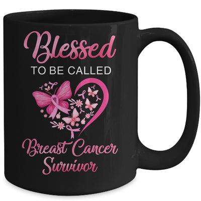 Blessed To Be Called Breast Cancer Survivor Pink Butterfly Mug Coffee Mug | Teecentury.com