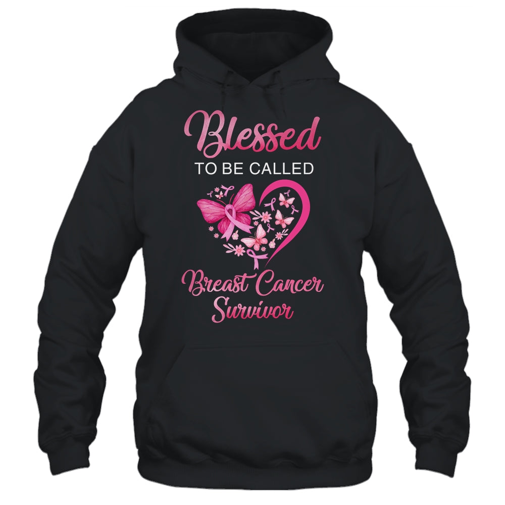 Blessed To Be Called Breast Cancer Survivor Pink Butterfly T-Shirt & Hoodie | Teecentury.com