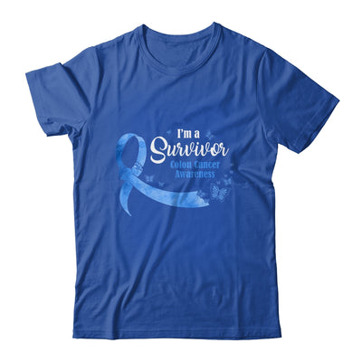 Blue Butterfly I'm A Survivor Colon Cancer Awareness T-Shirt & Hoodie | Teecentury.com
