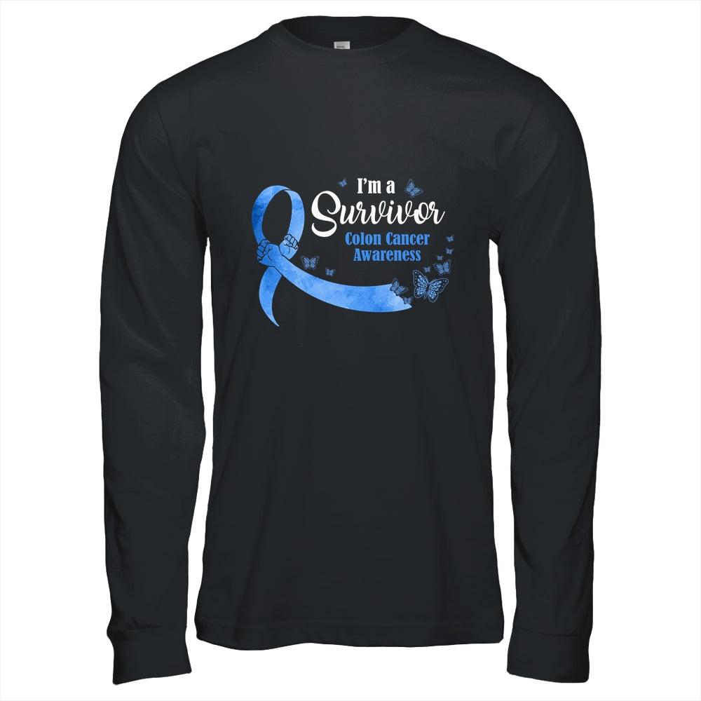 Blue Butterfly I'm A Survivor Colon Cancer Awareness T-Shirt & Hoodie | Teecentury.com