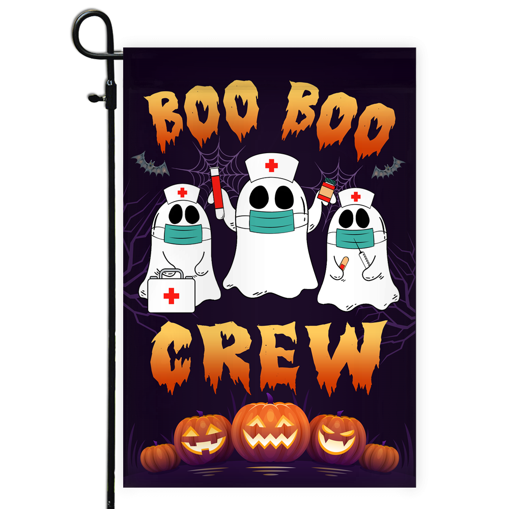 Boo Boo Crew Halloween Flag Ghost Doctor Paramedic EMT Nurse Halloween Flag | Teecentury.com