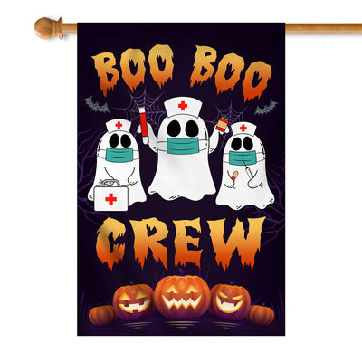 Boo Boo Crew Halloween Flag Ghost Doctor Paramedic EMT Nurse Halloween Flag | Teecentury.com