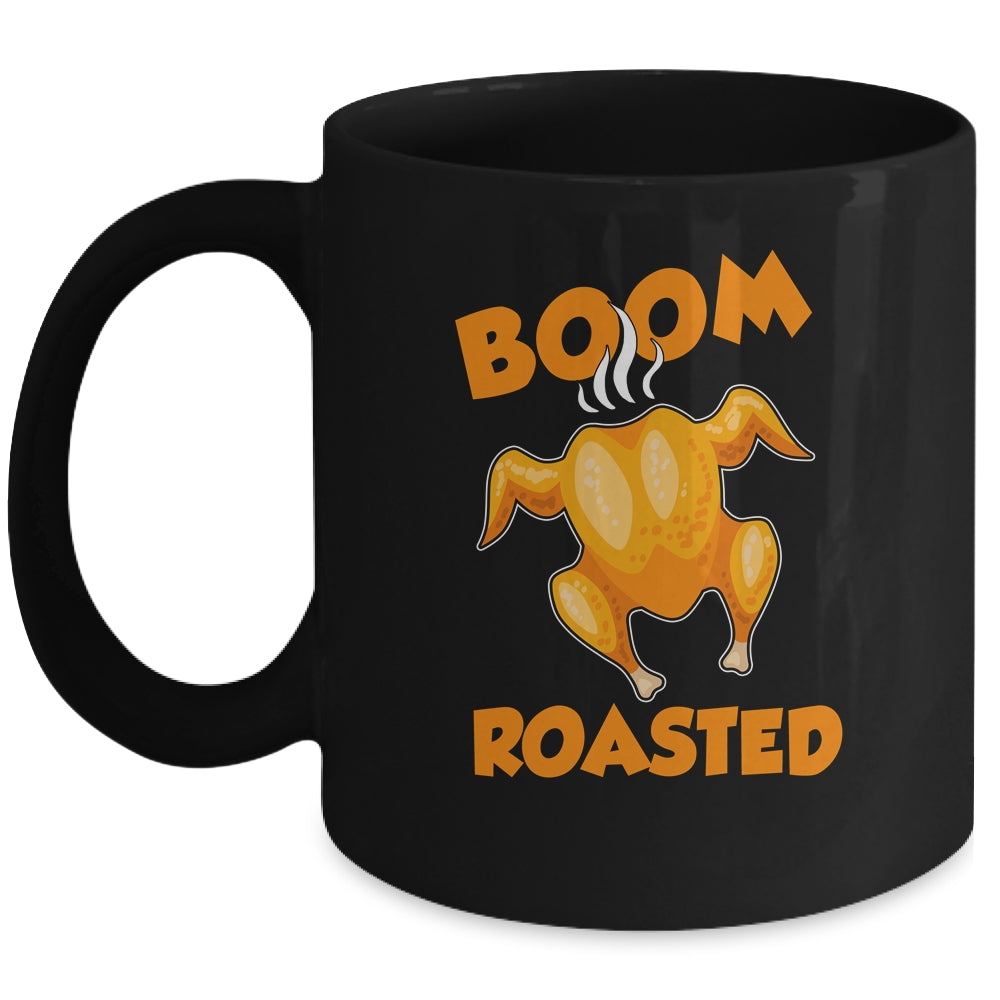 Boom Roasted Happy Thanksgiving Funny Turkey Gift Mug Coffee Mug | Teecentury.com