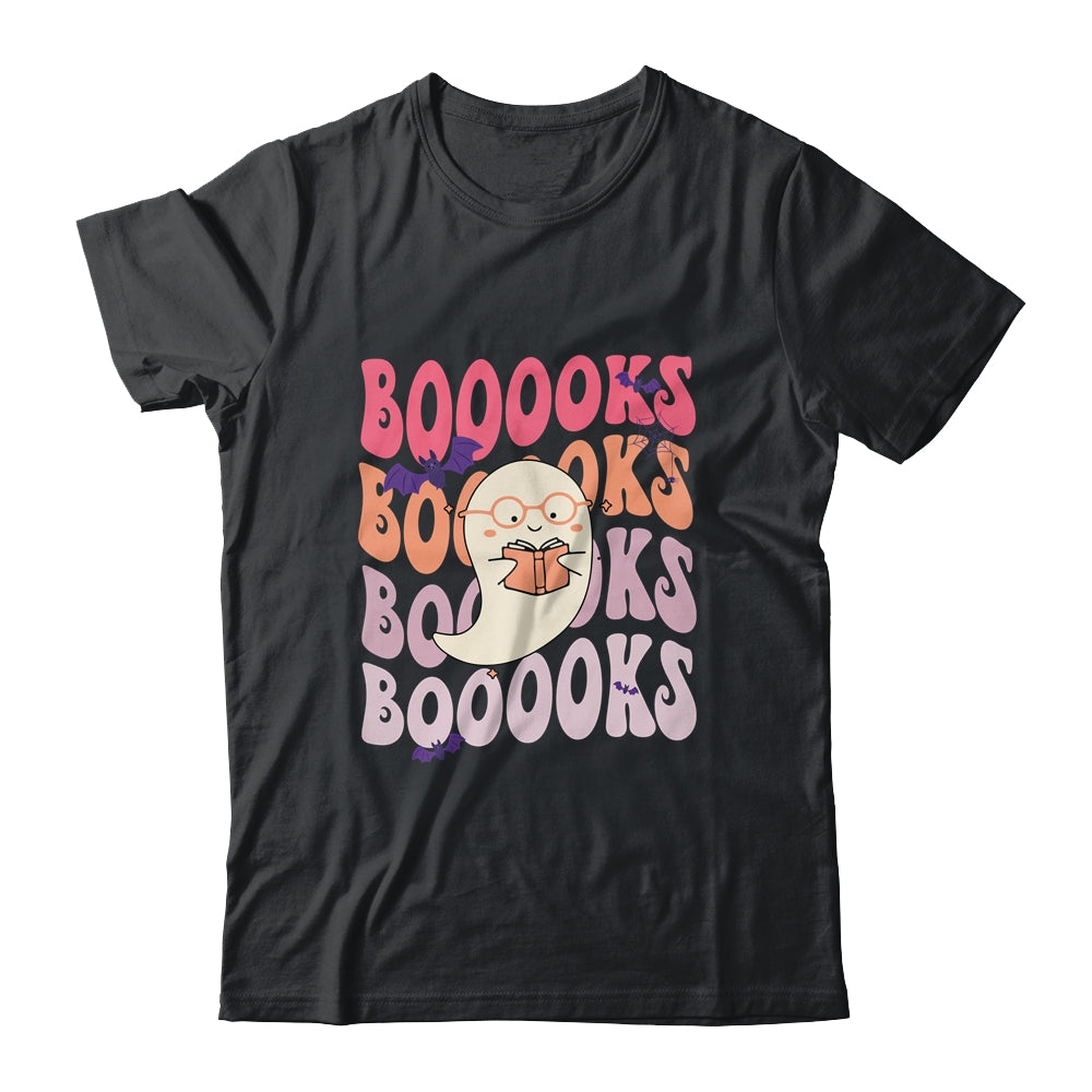 Booooks Groovy Cute Ghost Book Retro Reading Halloween Shirt & Hoodie | teecentury