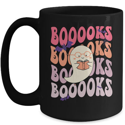 Booooks Groovy Cute Ghost Book Retro Reading Halloween Mug | teecentury