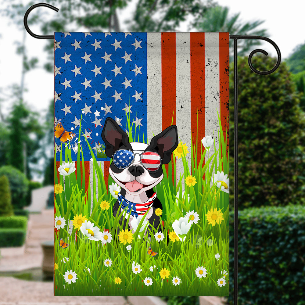 Boston Terrier American USA Flag 4th of July Dog Lover On Independence Day | teecentury