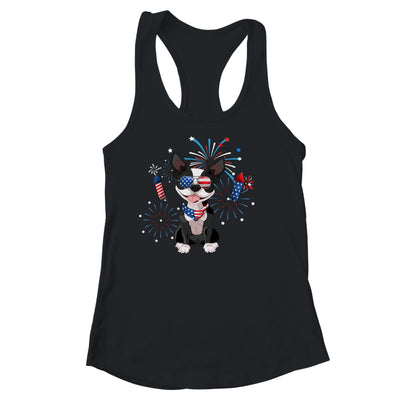 Boston Terrier Dog American USA Flag 4th of July Lover Shirt & Tank Top | teecentury