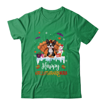 Boston Terrier Happy HalloThanksMas Halloween Christmas Shirt & Sweatshirt | teecentury