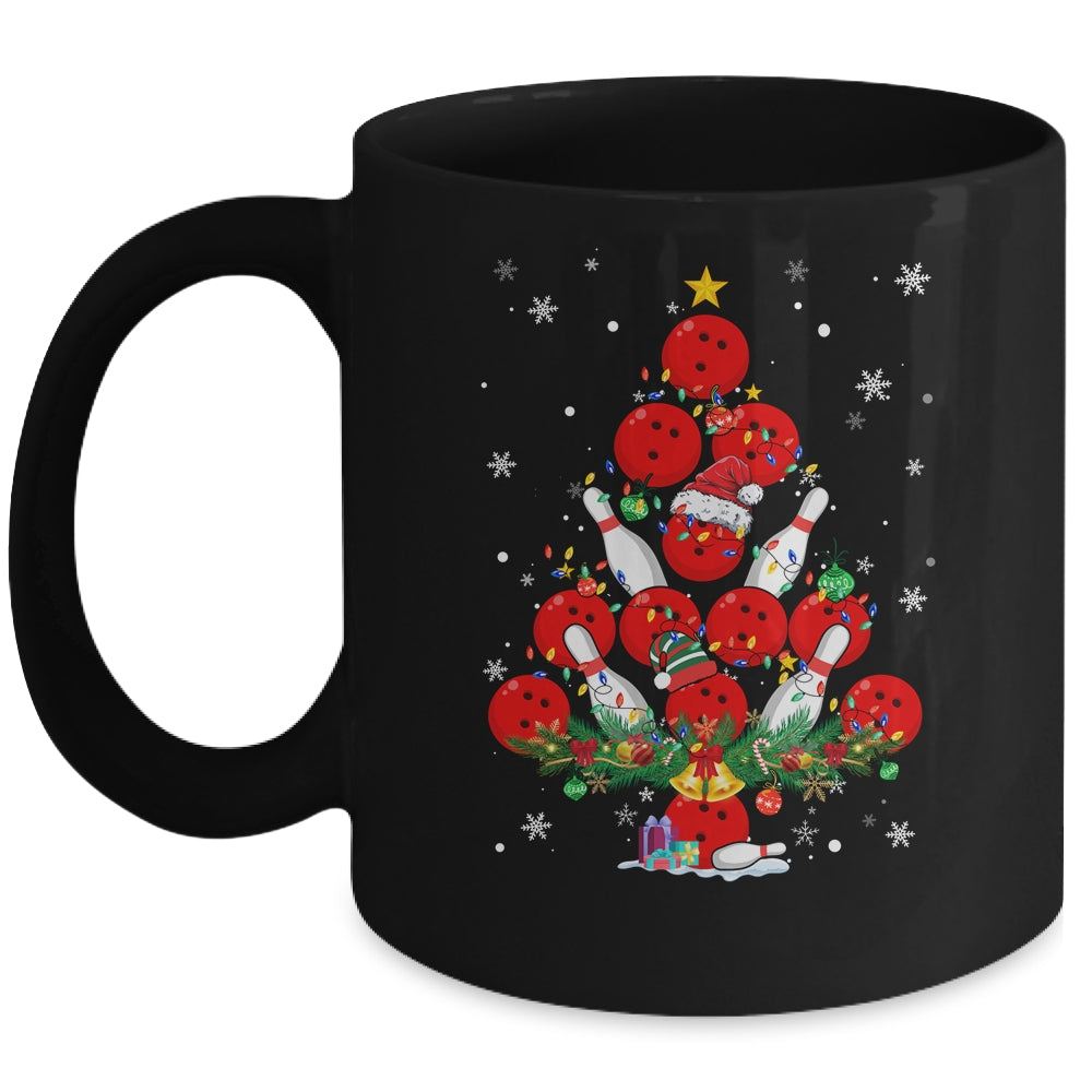 Bowling Christmas Tree Santa Pickleball X Mas Lights Mug | teecentury