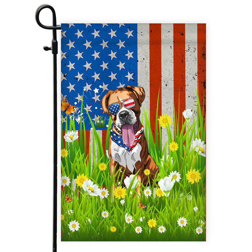 Boxer American USA Flag 4th of July Dog Lover On Independence Day | teecentury