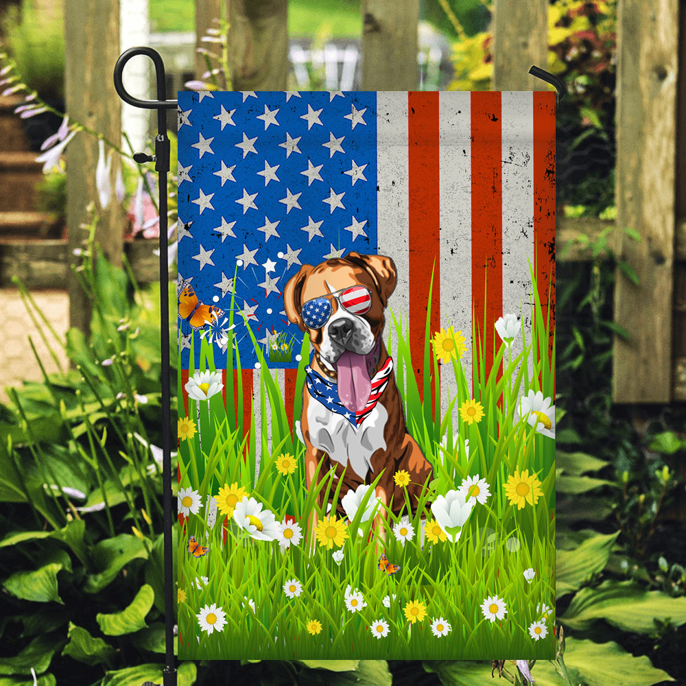 Boxer American USA Flag 4th of July Dog Lover On Independence Day | teecentury