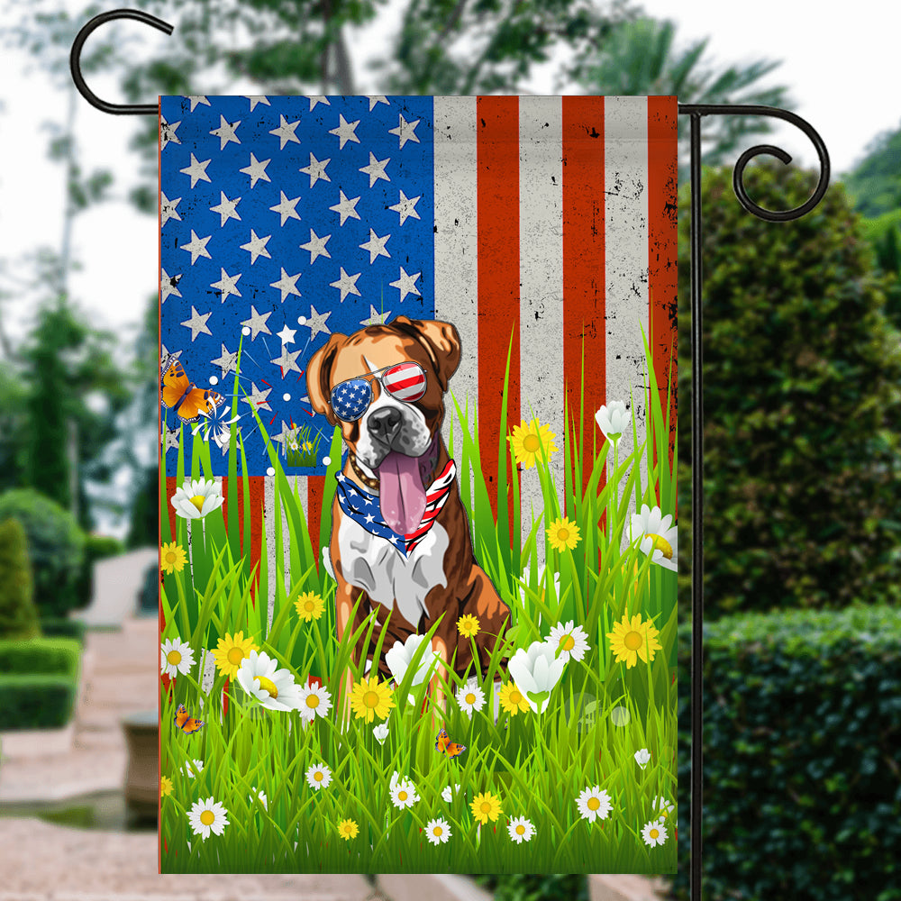 Boxer American USA Flag 4th of July Dog Lover On Independence Day | teecentury
