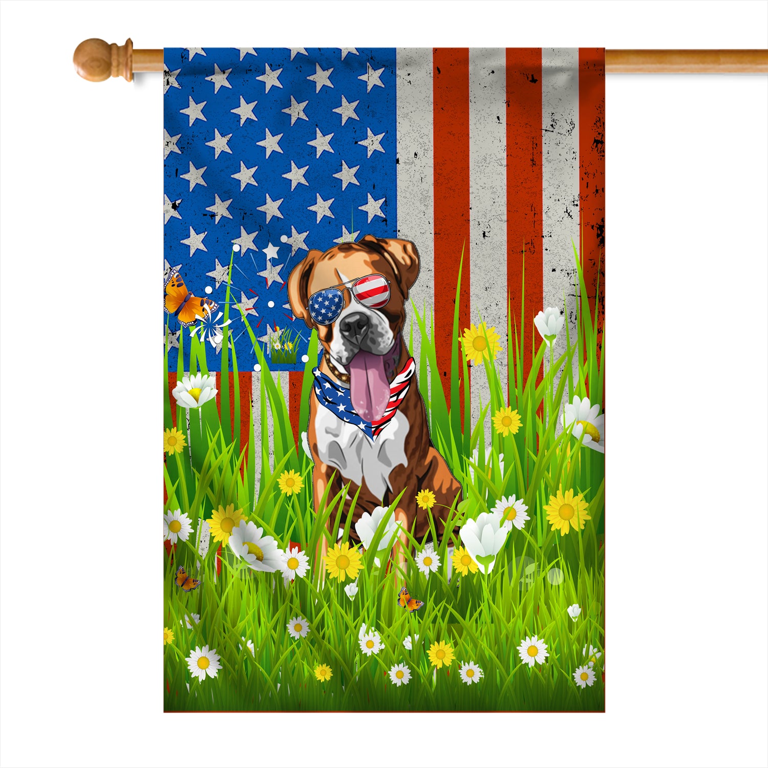 Boxer American USA Flag 4th of July Dog Lover On Independence Day | teecentury