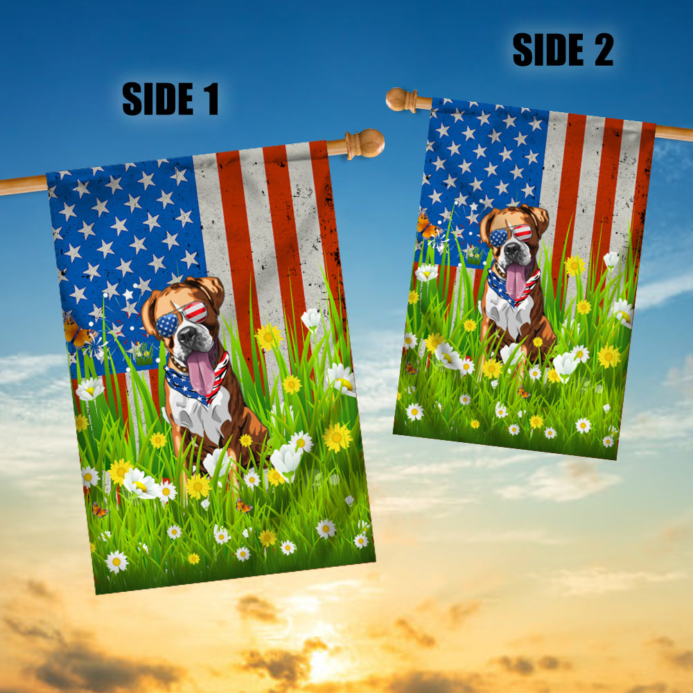 Boxer American USA Flag 4th of July Dog Lover On Independence Day | teecentury