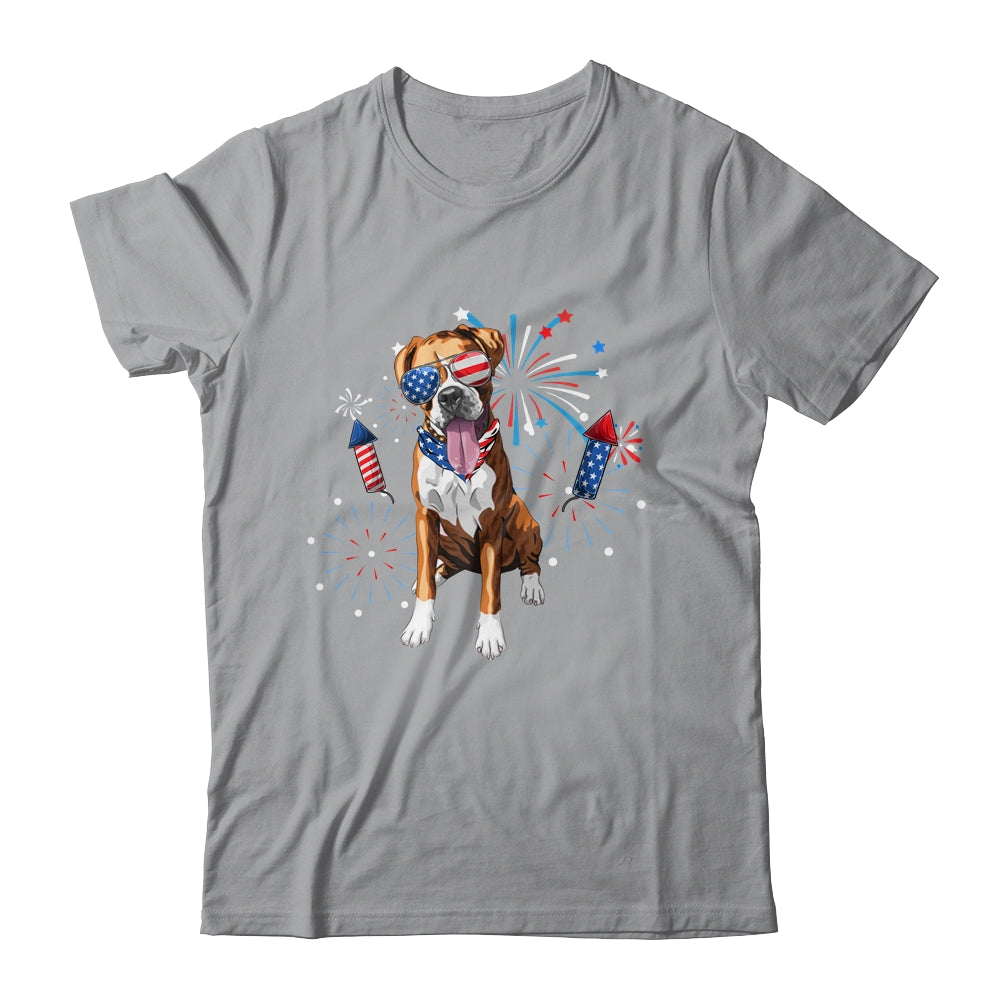 Boxer Dog American USA Flag 4th of July Men women Lover Shirt & Tank Top | teecentury
