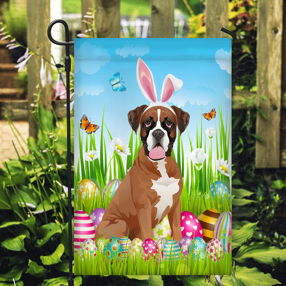 Boxer Happy Easter Day Holiday Flag Funny Dog Dog Wear Bunny Ears Headband Cute for Home Decor | teecentury