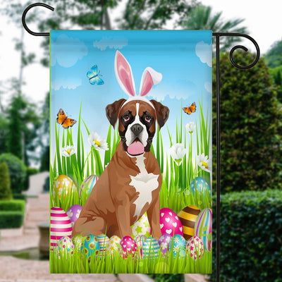 Boxer Happy Easter Day Holiday Flag Funny Dog Dog Wear Bunny Ears Headband Cute for Home Decor | teecentury