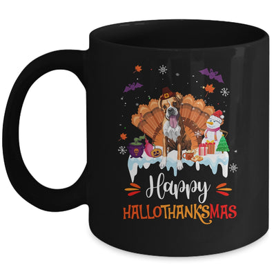 Boxer Happy HalloThanksMas Halloween Thanksgiving Christmas Mug | teecentury