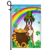 Boxer St Patrick's Day Dog Flag Funny Peeking Dog Wear Green Hat Golden Pot Coin Shamrock Rainbow Spring Banner for Home Decor | teecentury
