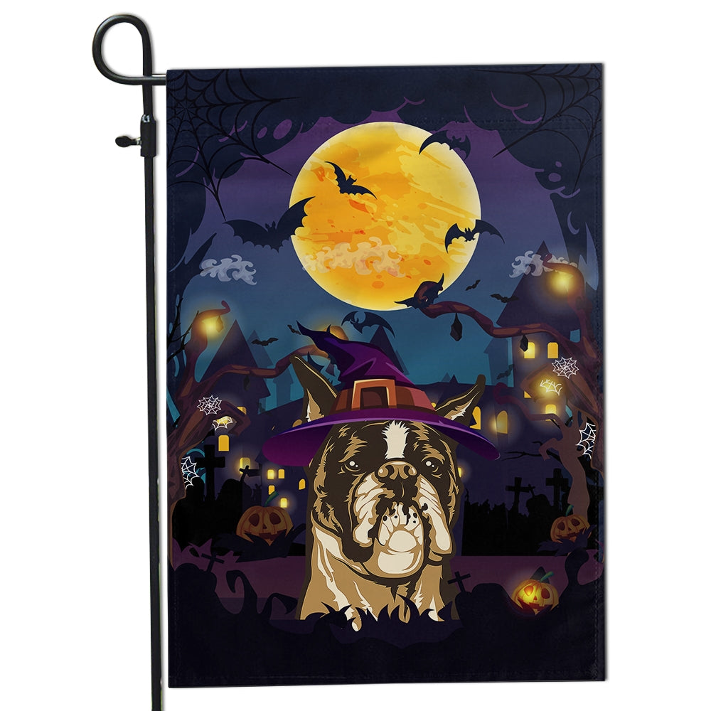 Boxer Witch Halloween Flag Castle Background For Dog Lover Home Flag | Teecentury.com