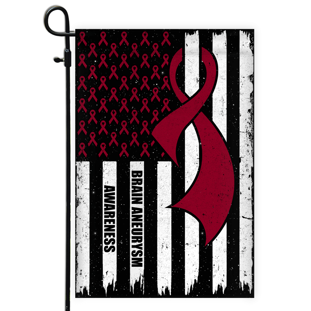 Brain Aneurysm Awareness America Flag Burgundy Ribbon Flag | Teecentury.com