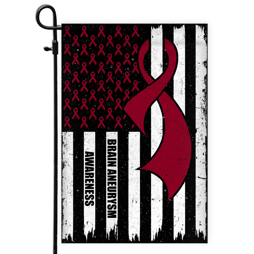 Brain Aneurysm Awareness America Flag Burgundy Ribbon Flag | Teecentury.com