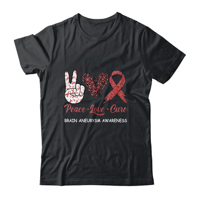 Brain Aneurysm Awareness Peace Love Cure Leopard T-Shirt & Hoodie | Teecentury.com