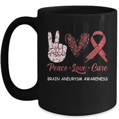 Brain Aneurysm Awareness Peace Love Cure Leopard Mug Coffee Mug | Teecentury.com