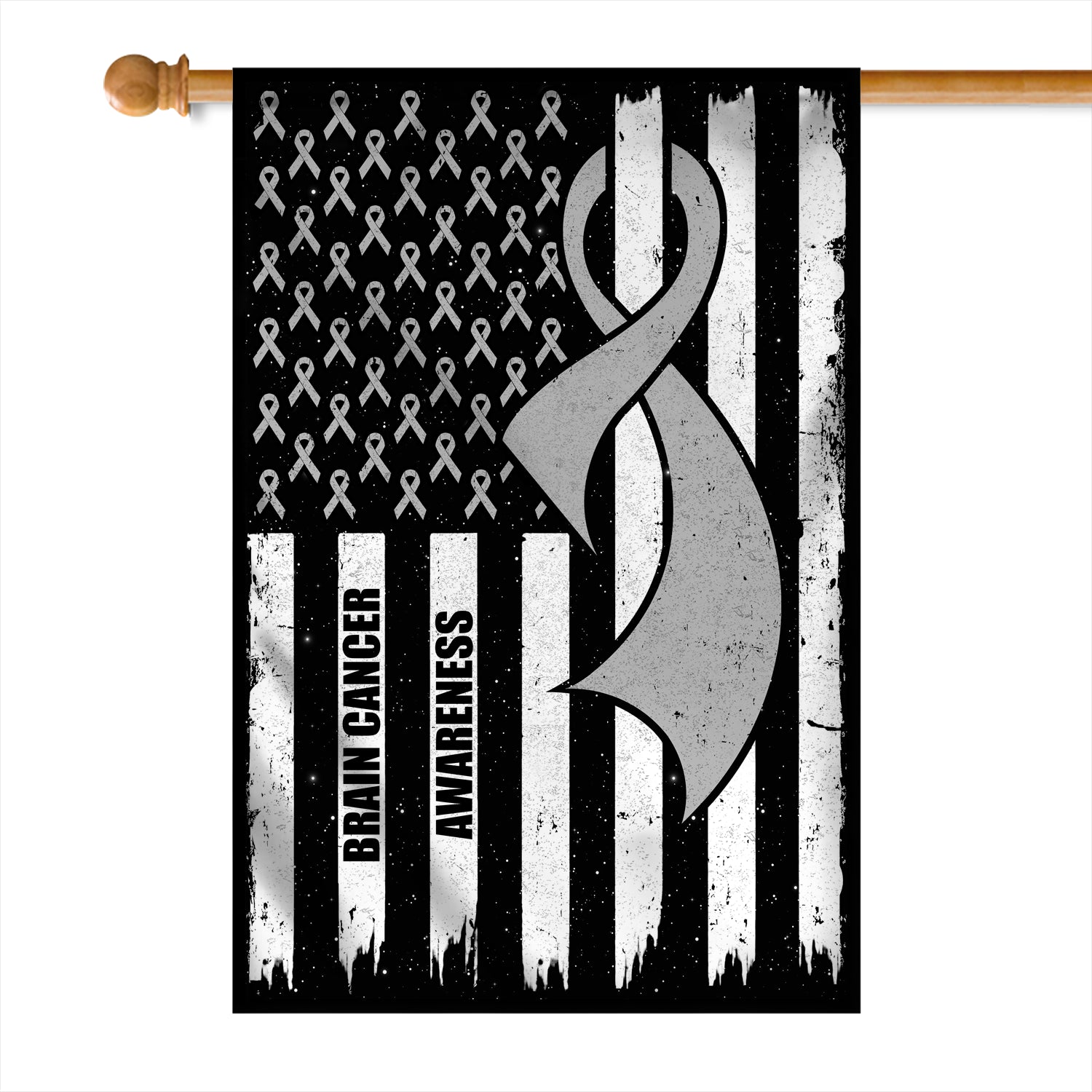 Brain Cancer Awareness America Flag Grey Ribbon Flag | Teecentury.com