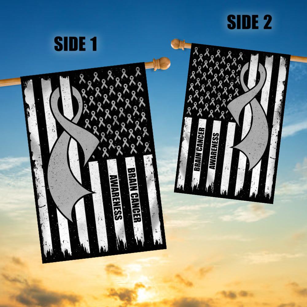 Brain Cancer Awareness America Flag Grey Ribbon Flag | Teecentury.com