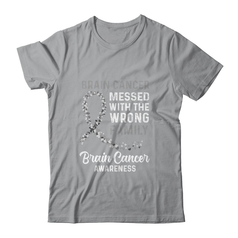 Brain Cancer Awareness Messed With The Wrong Family Support T-Shirt & Hoodie | Teecentury.com