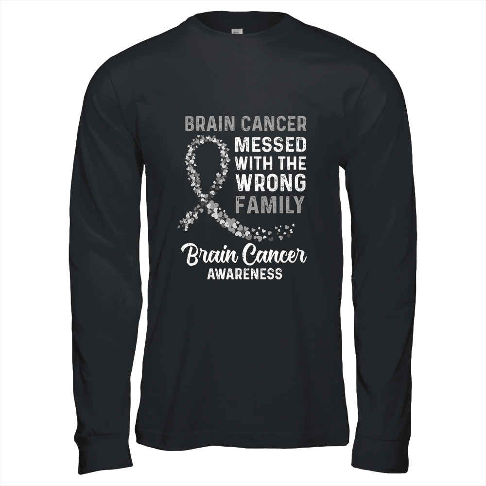 Brain Cancer Awareness Messed With The Wrong Family Support T-Shirt & Hoodie | Teecentury.com