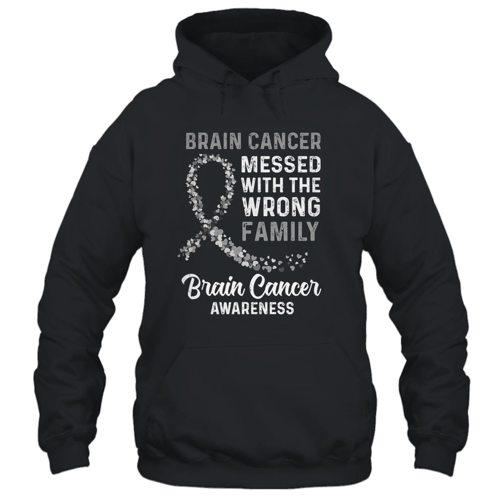 Brain Cancer Awareness Messed With The Wrong Family Support T-Shirt & Hoodie | Teecentury.com