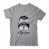 Brain Cancer Awareness Messy Bun Warrior Believe Grey Ribbon T-Shirt & Tank Top | Teecentury.com