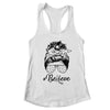 Brain Cancer Awareness Messy Bun Warrior Believe Grey Ribbon T-Shirt & Tank Top | Teecentury.com