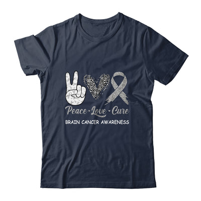 Brain Cancer Awareness Peace Love Cure Leopard T-Shirt & Hoodie | Teecentury.com