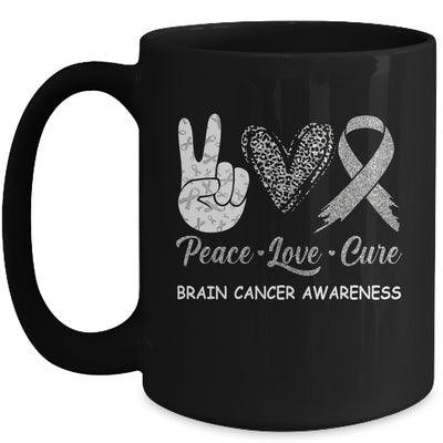 Brain Cancer Awareness Peace Love Cure Leopard Mug Coffee Mug | Teecentury.com