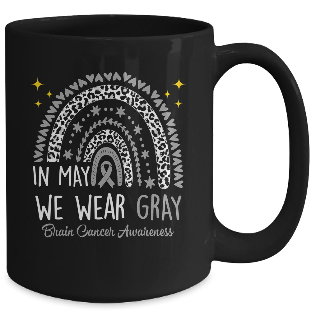 Brain Cancer Awareness Rainbow In May We Wear Gray Mug | teecentury